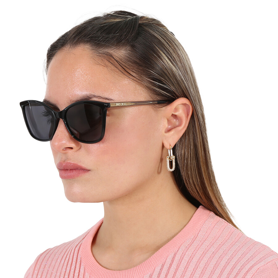 Jimmy Choo Grey Cat Eye Ladies Sunglasses Ba/g/s 0807/ir 56 In Black / Grey