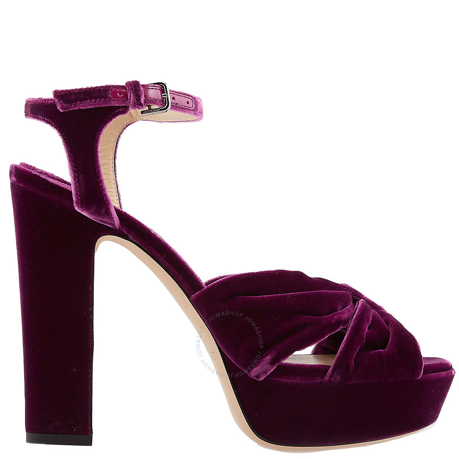 Jimmy Choo Heloise 120mm Velvet Platform Sandals In Red