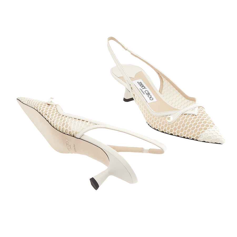 Jimmy Choo Ladies Amita 45 Slingback Mesh Pumps In White