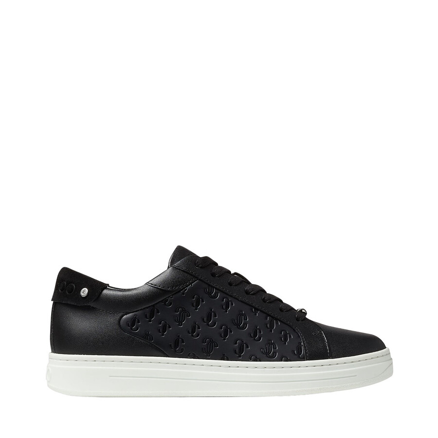 Jimmy Choo Ladies Black Rome/F Monogram-Embossed Low-Top Sneakers ...
