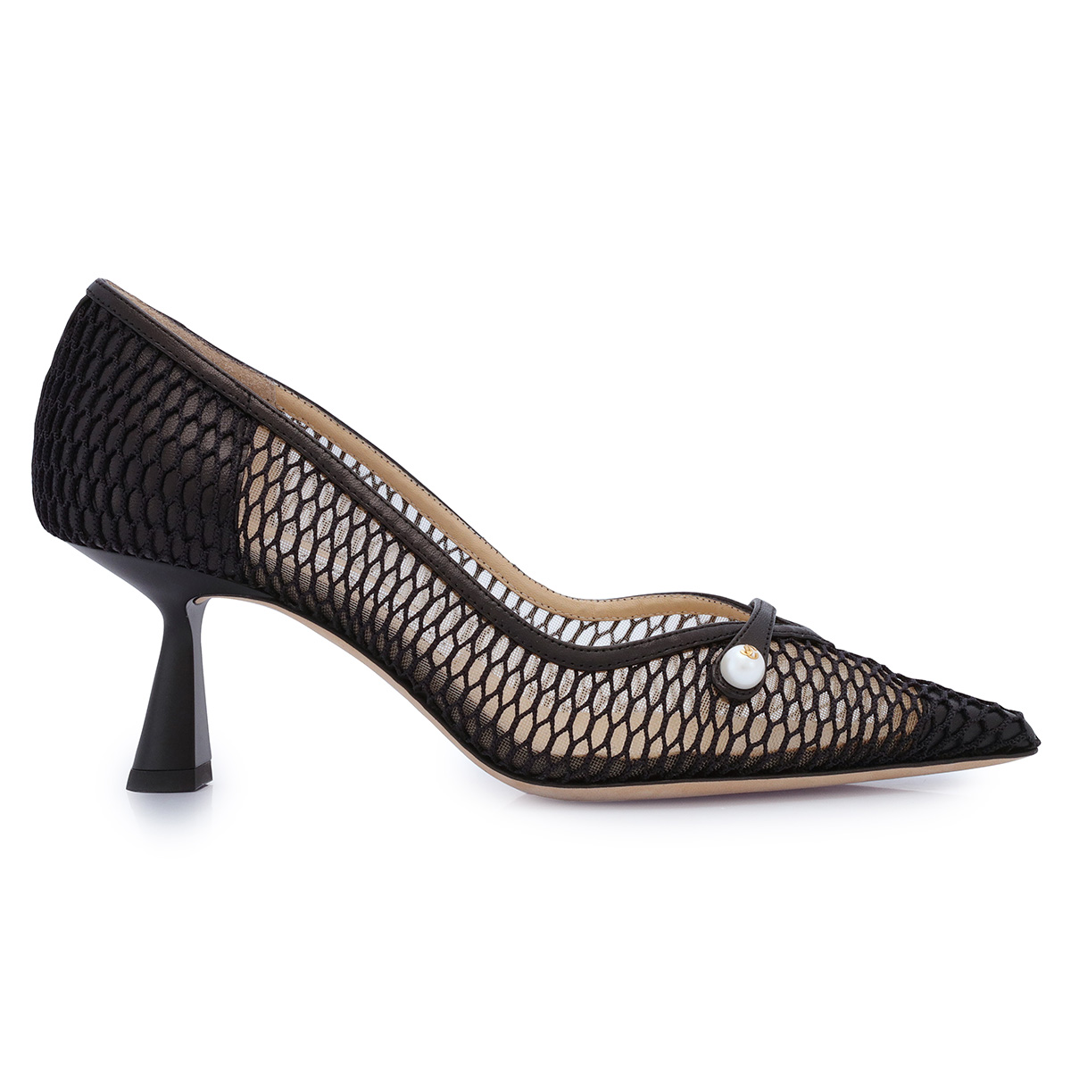 Jimmy Choo Ladies Rosalia 65 Black Nappa Leather And Mesh Pumps