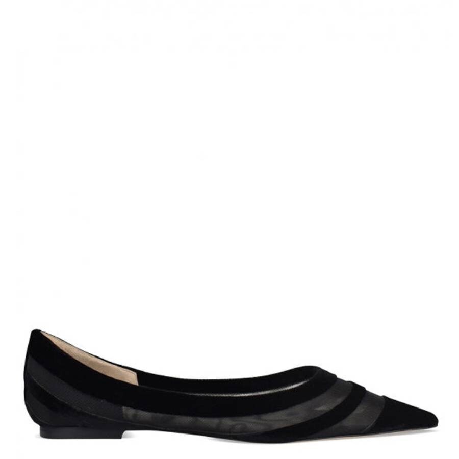 Jimmy Choo Love Tulle-trimmed Velvet Ballet Flats In Black