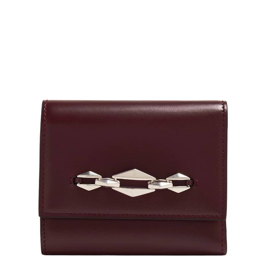 Jimmy Choo Marinda Diamond -chain Leather Wallet In Silver Tone