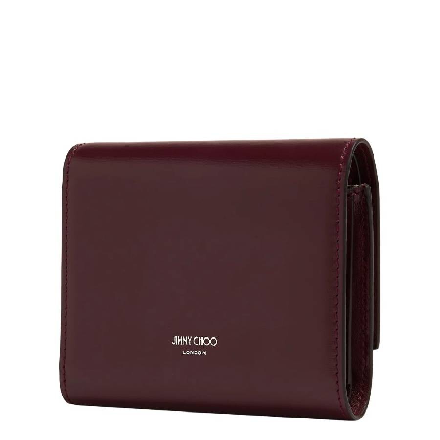 Jimmy Choo Marinda Diamond -chain Leather Wallet In Silver Tone