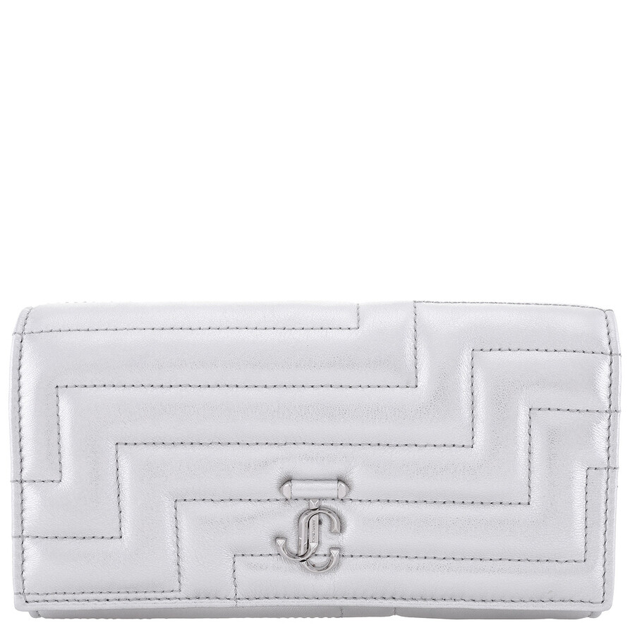 Jimmy Choo Martina Jc Emblem Nappa Leather Continental Wallet In Grey