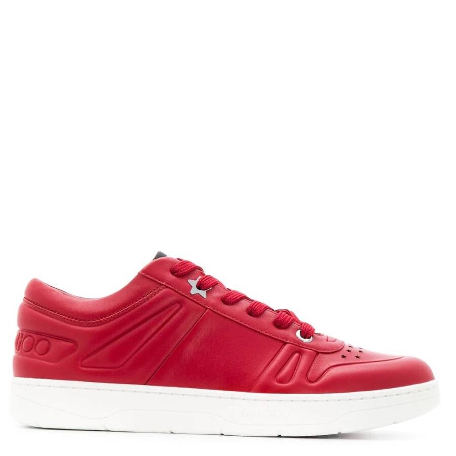 Jimmy Choo Men's Hawaii/m Red Calf Leather Trainers In Multi
