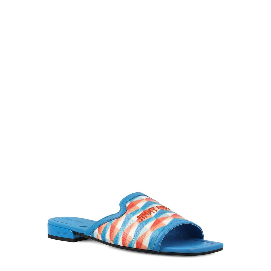 Jimmy Choo Women's Nako Embroidered Printed Leather Sandal In Blue
