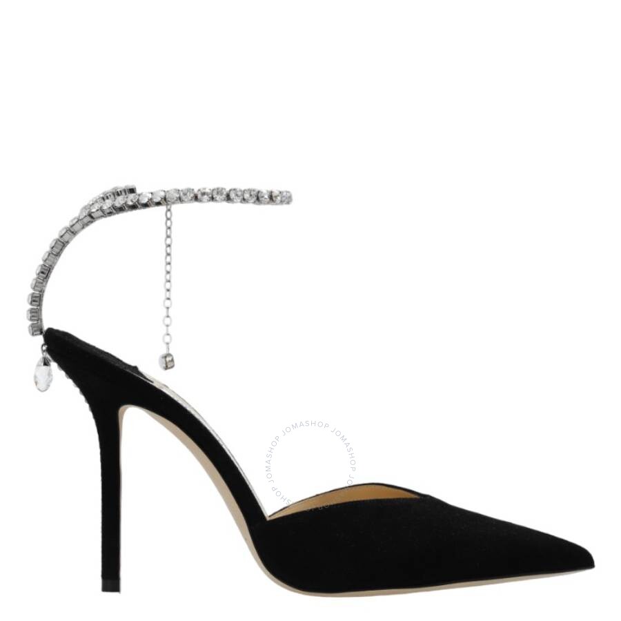 JIMMY CHOO☆サイーダ 100 クリスタルチェーン Black スエード JIMMY CHOO Saeda 100 crystal-embellished suede pumps | NET-A