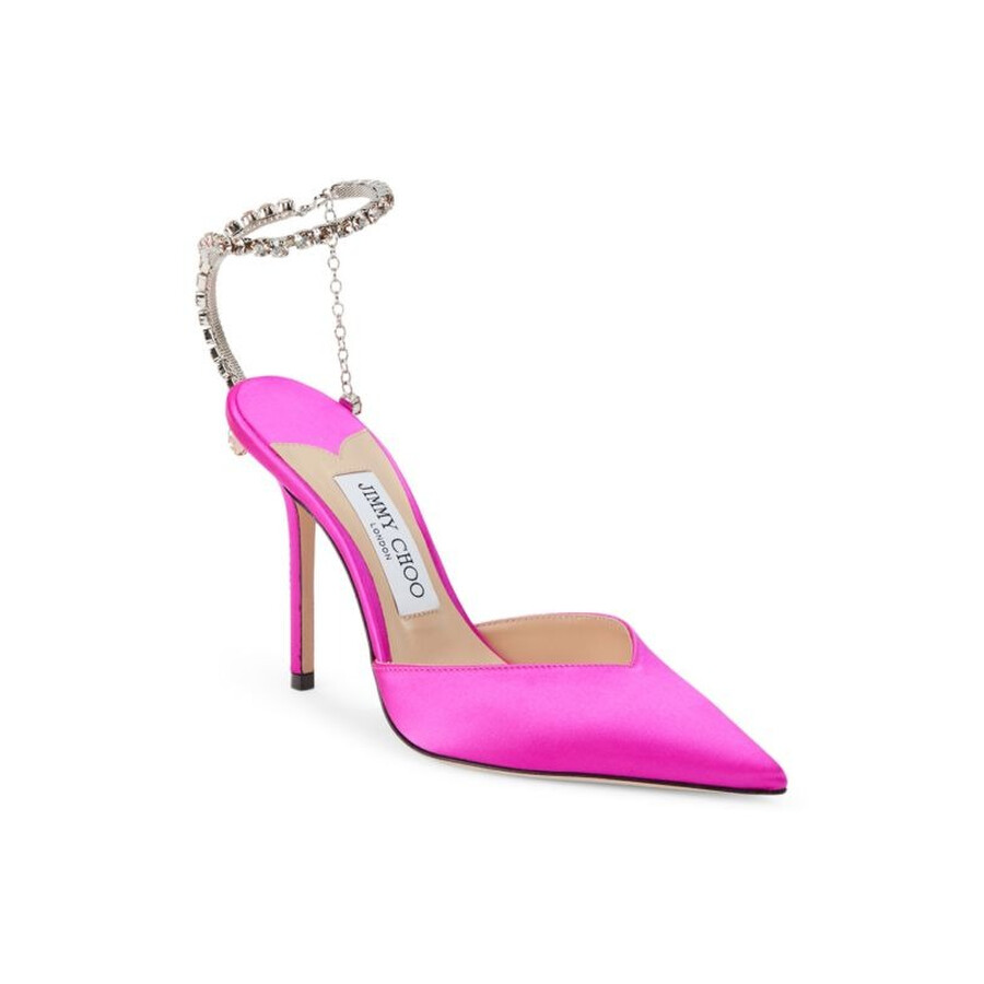 Jimmy Choo Saeda 100 Pink Satin Sandals In Pink