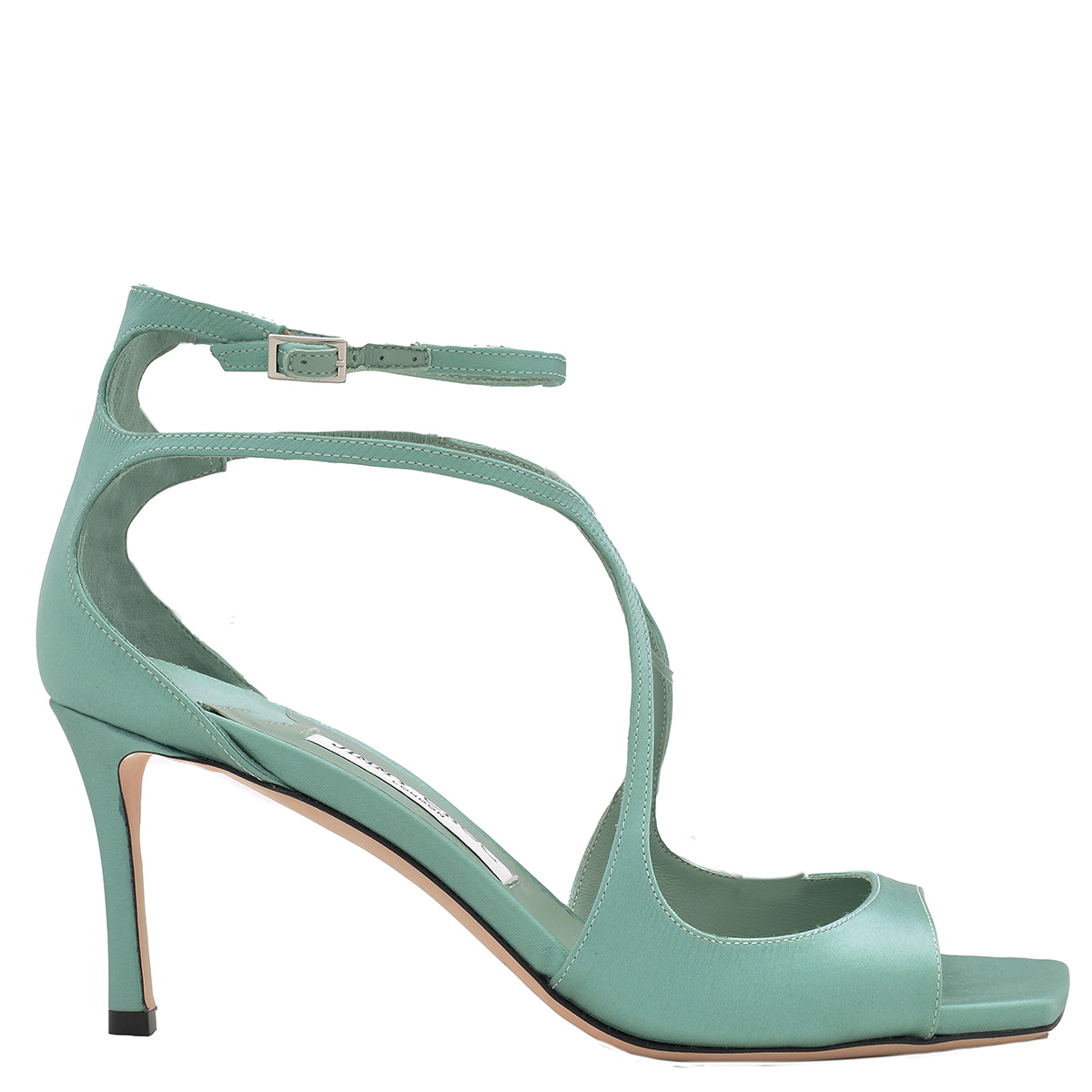 Jimmy Choo Smoke Green Azia 75 Satin Sandals, Brand Size 39 ( US
