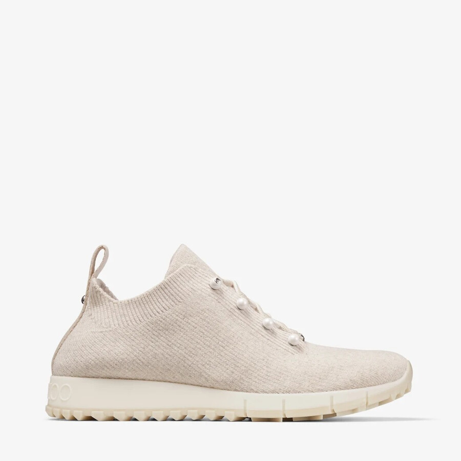 Jimmy Choo Veles Cashmere Knit Trainers In Neutral