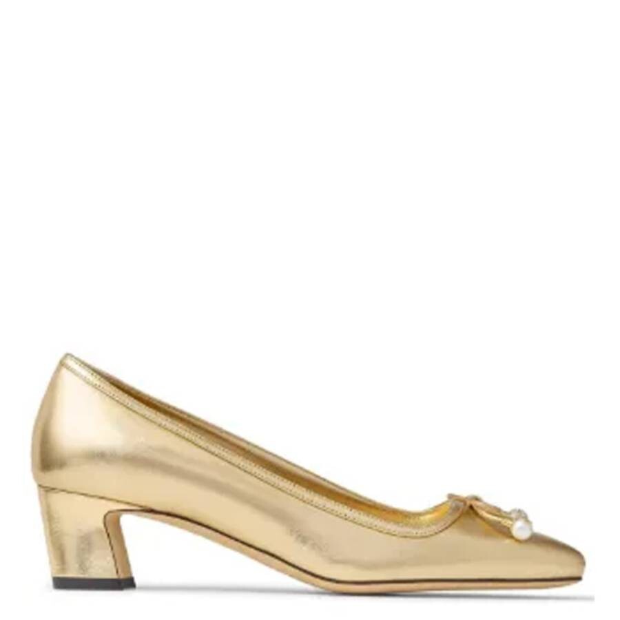Jimmy Choo Womens Elme 45 Latte Nappa Leather Pumps In Gold