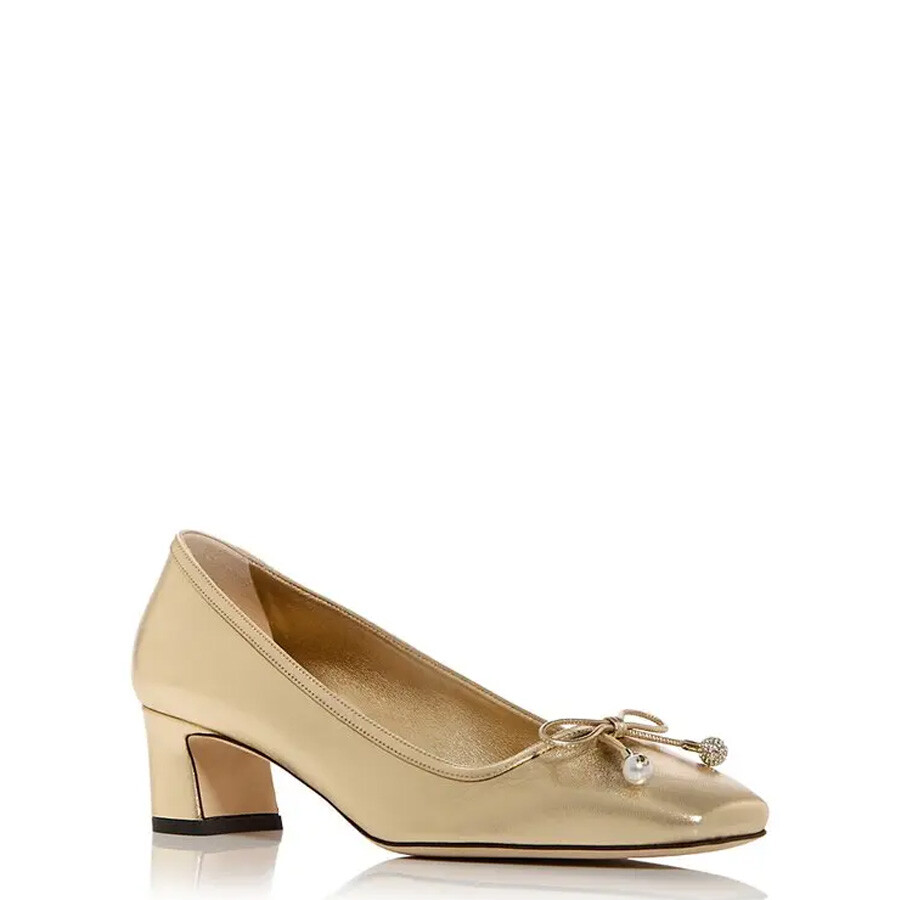 Jimmy Choo Womens Elme 45 Latte Nappa Leather Pumps In Gold