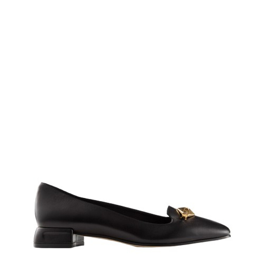 Jimmy Choo Womens Ravi Leather Ballerina Flats In Black