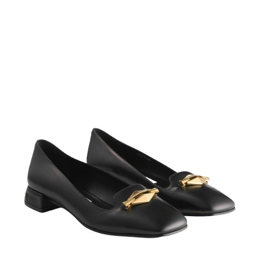 Jimmy Choo Womens Ravi Leather Ballerina Flats In Black