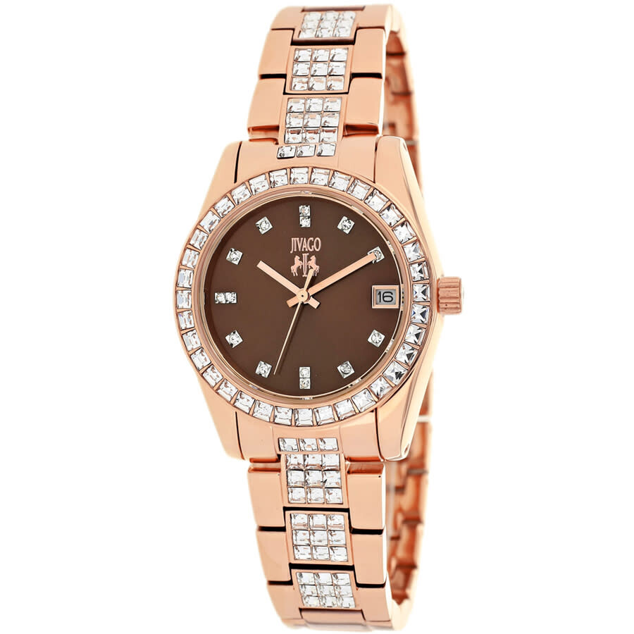 Shop Jivago Magnifique Brown Dial Ladies Watch Jv6413 In Brown / Gold Tone / Rose / Rose Gold Tone