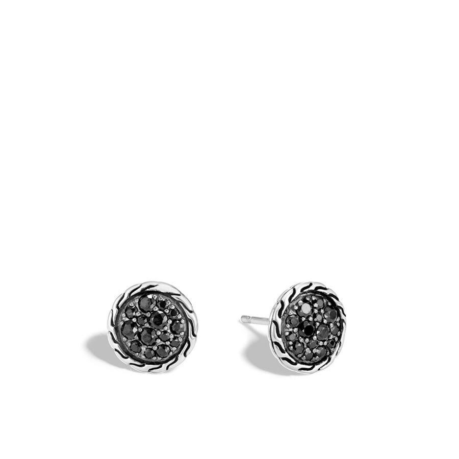 John Hardy Sterling Silver Jh Essentials Black Sapphire Pave Framed Stud Earrings In Black
