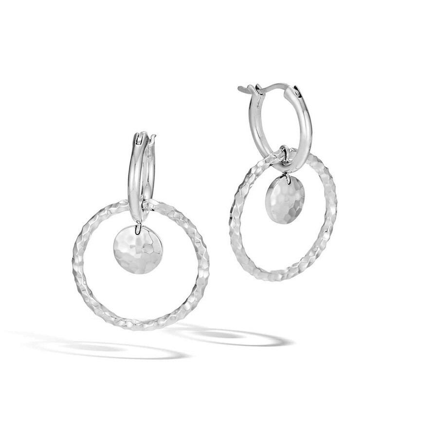 John Hardy Dot Sterling Silver Interlink Hammered Hoop Drop Earrings In Silver Tone