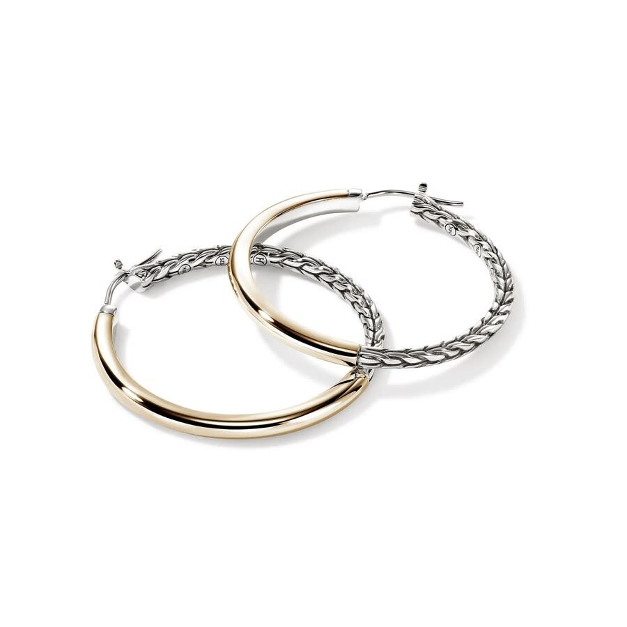 John Hardy Essential Hoop Earring In Silver Tone