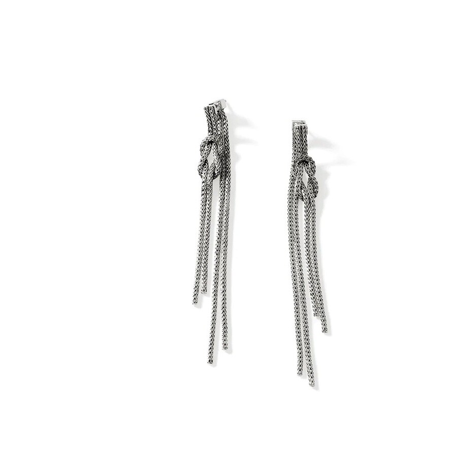 John Hardy Sterling Silver Love Knot Chain Drop Earrings In Silver-tone