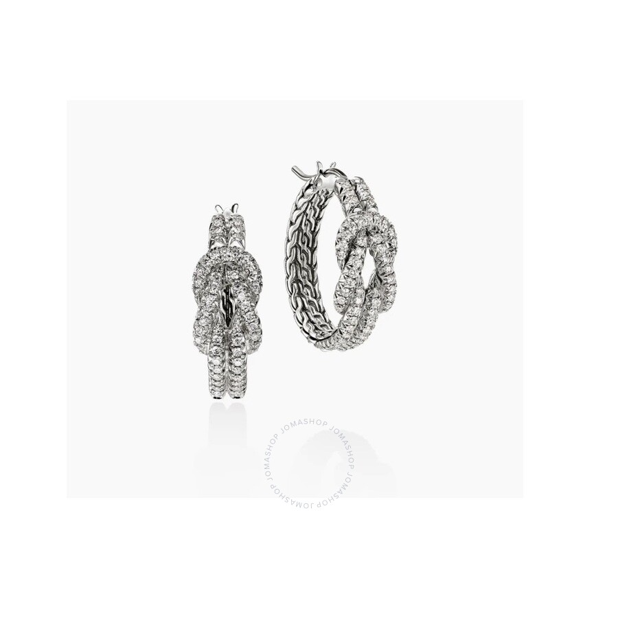 John Hardy Love Knot Earrings, Sterling Silver, Diamonds