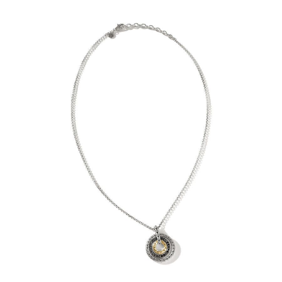 Shop John Hardy Palu Pave Sterling Silver & 18k Gold Pendant Necklace - Nzs90086884blsbnx18-20 In Silver-tone, Gold-tone