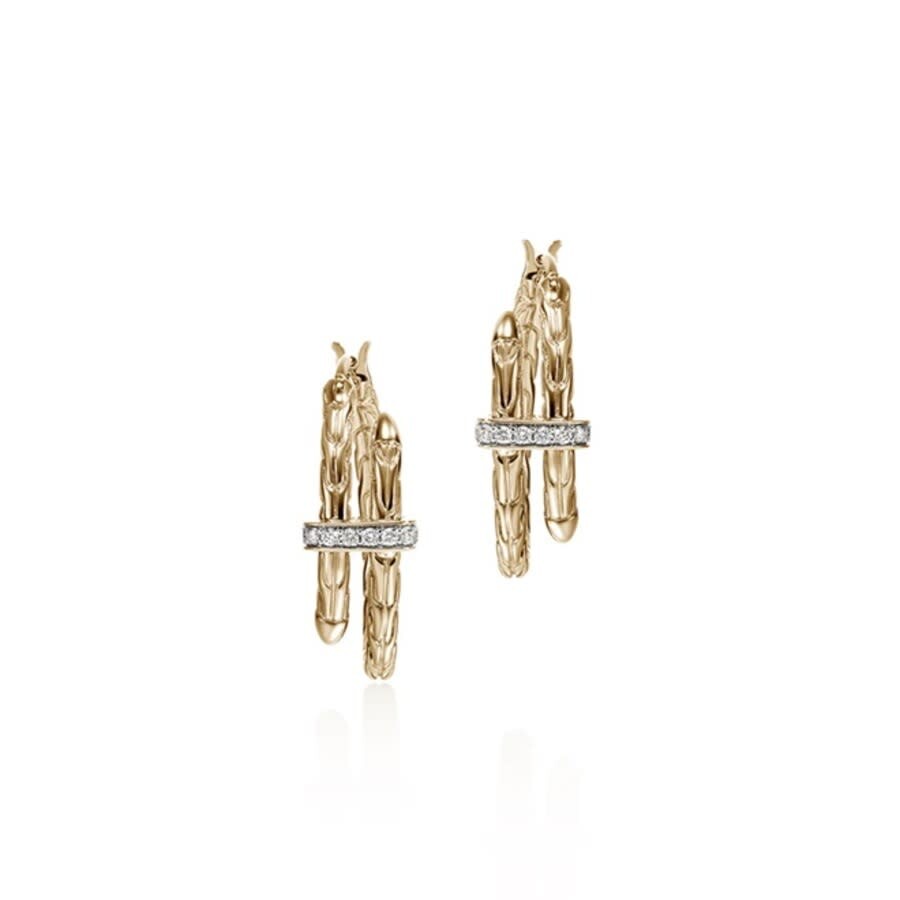 John Hardy Spear Diamond Hoop Earrings In Gold