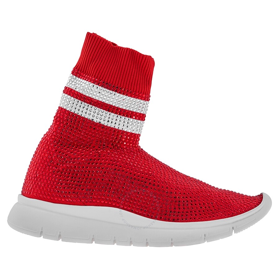 Joshua Sanders Ladies Red Sneakers Sock All Strass In Red