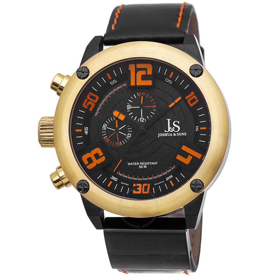 Shop Joshua And Sons Joshua & Sons Gold-tone Multifunction Quartz Black Dial Men's Watch Js70yg In Two Tone  / Black / Gold / Gold Tone