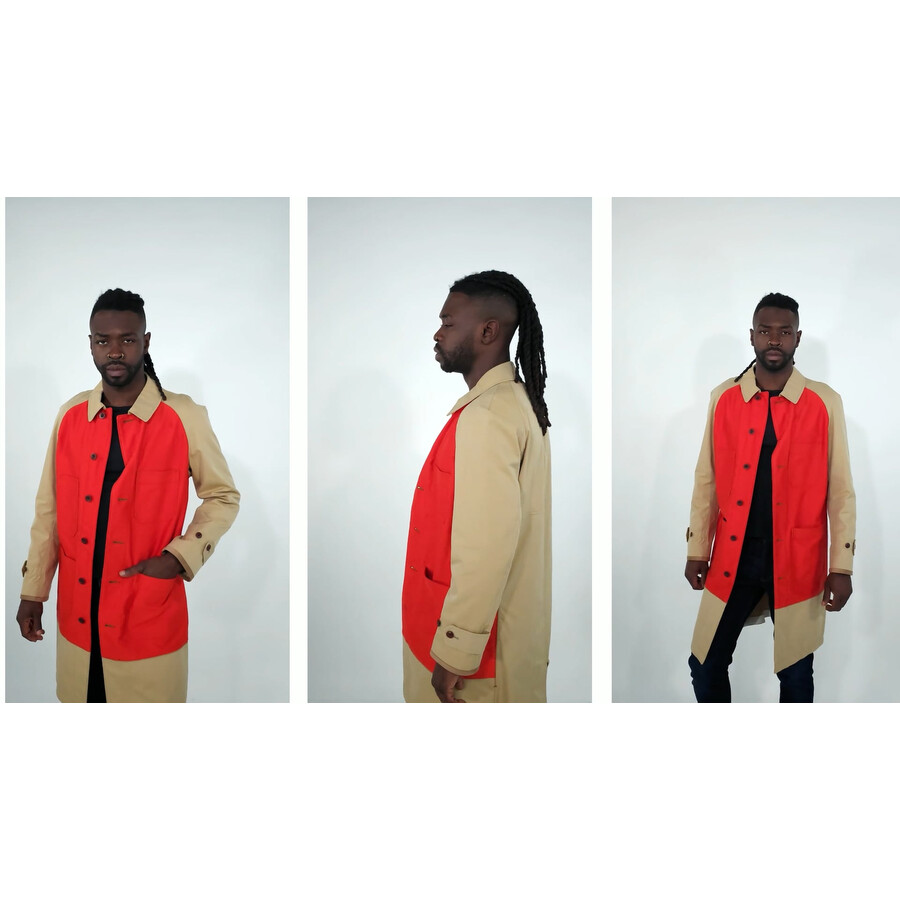 Junya Watanabe Orange X Beige Color Block Trench Coat, Brand Size