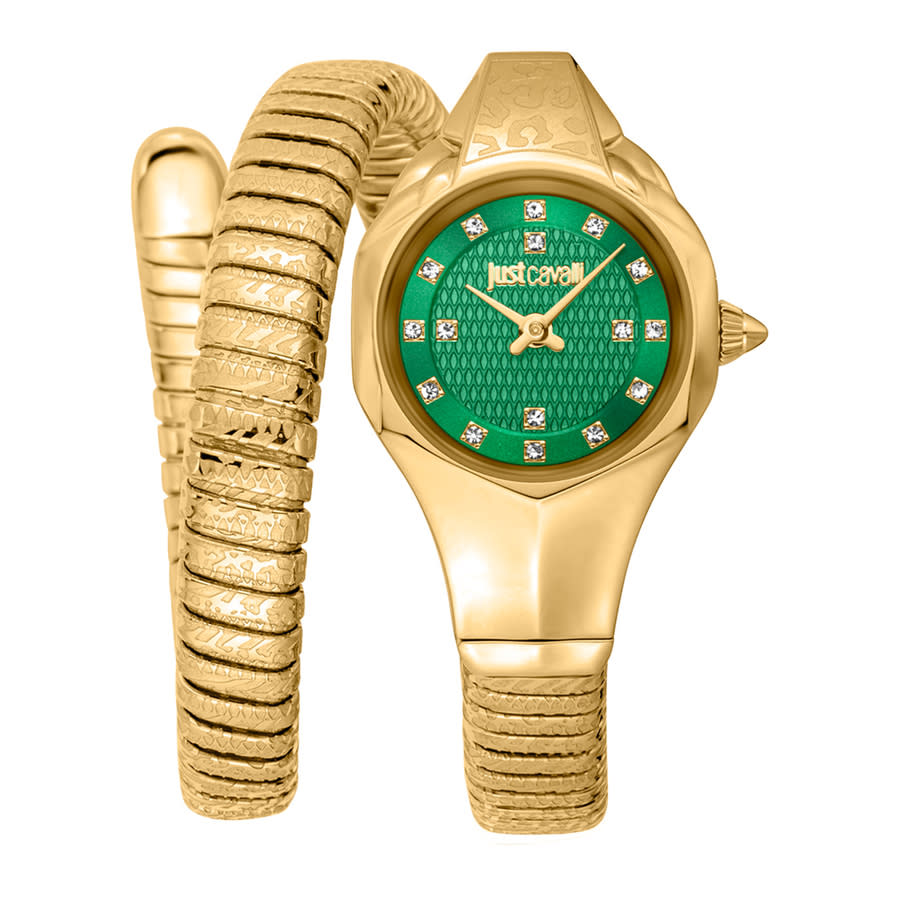 Just Cavalli Serpente Metallica Green Dial Gold Steel Strap Watch for Women - JC1L223M0035 main image 1