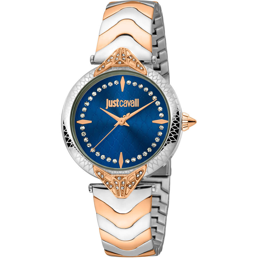 Just Cavalli Blue Leather Dress Watch