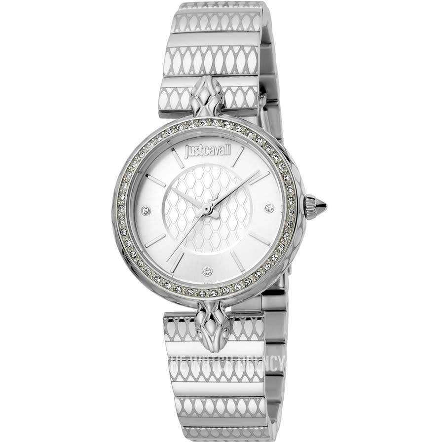 Just Cavalli Glam Evo 8 Pink Dial Silver Steel Strap Watch for Women - JC1L225M0015