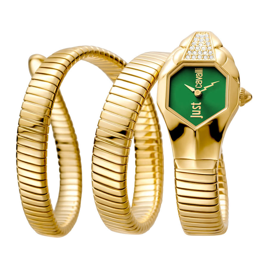 Just Cavalli Serpente Metallica Green Dial Gold Steel Strap Watch for Women - JC1L223M0035 main image 0