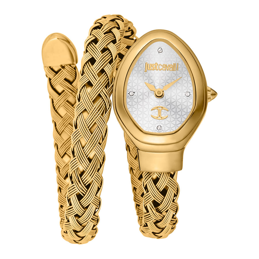 Just Cavalli Glam Evo 5 Silver Dial Two Tone Steel Strap Watch for Women - JC1L251M0065