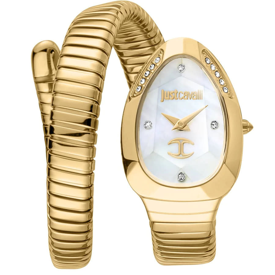 Just Cavalli Classic Mother of Pearl Dial Two Tone Steel Strap Watch for Women - RV1L225M0081