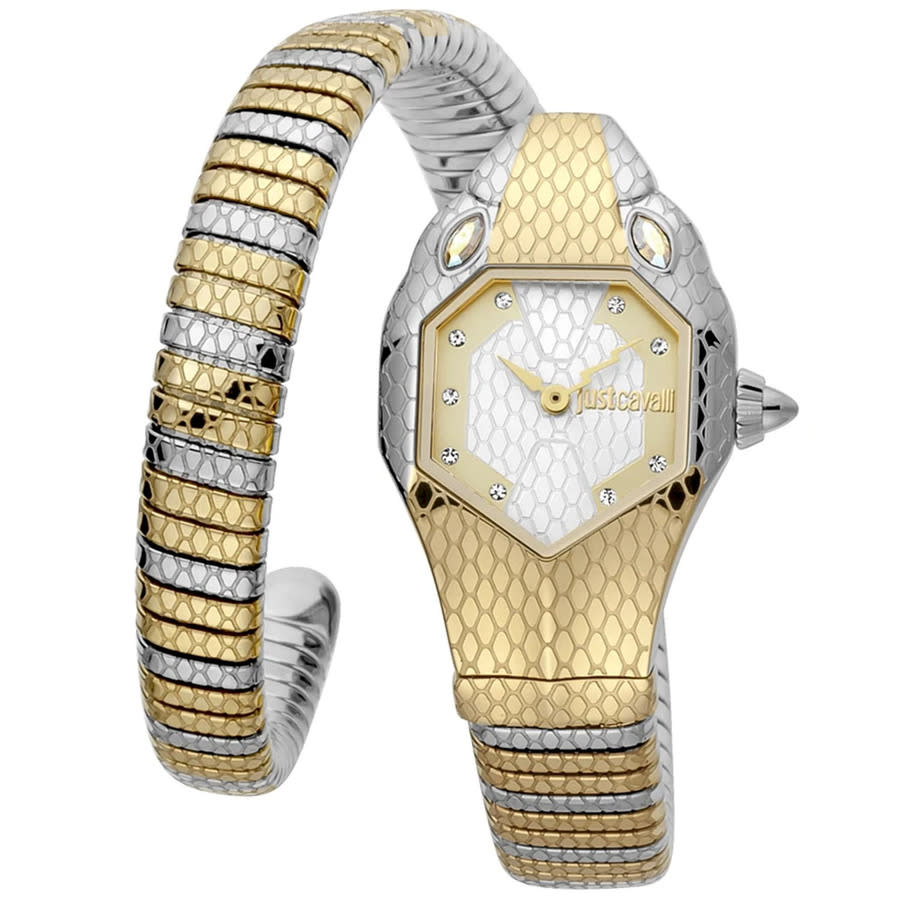 Just Cavalli Diversa Snake Silver Dial Black Leather Strap Watch for Women - JC1L321L0065 main image 1