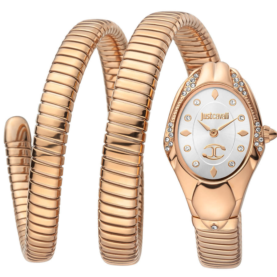 Just Cavalli Ornato Snake Silver Dial Silver Steel Strap Watch for Women - JC1L303M0015 main image 1