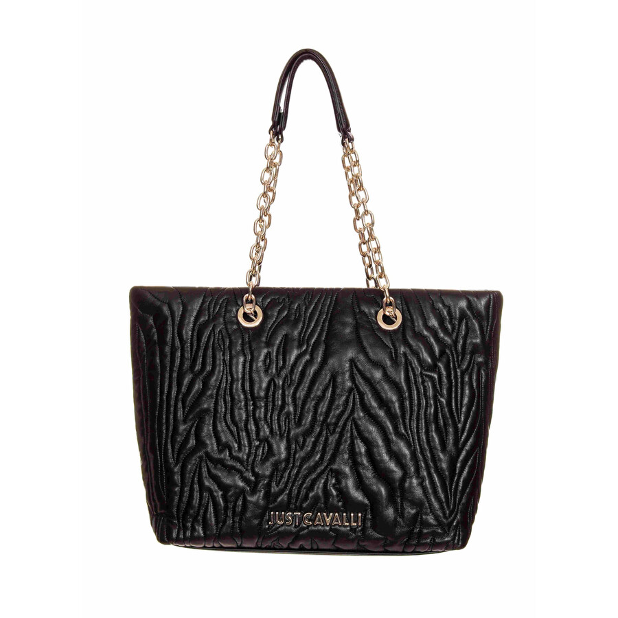 Just Cavalli Tote Bag In Black