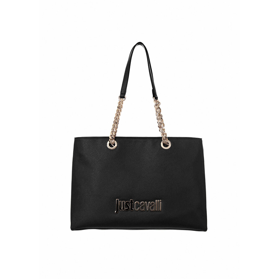 Just Cavalli Tote Bag In Black