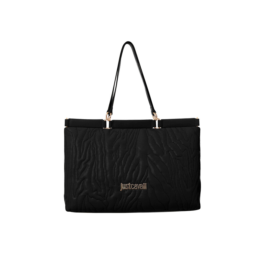Just Cavalli Tote Bag In Black