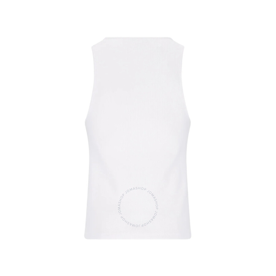 Jw Anderson White Sleeveless Top With Logo Embroidery On The Front In White