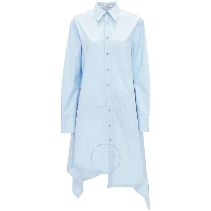 Jw Anderson Asymmetric Cotton Shirtdress In Blue