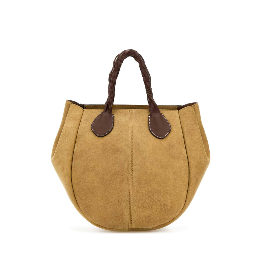 Jw Anderson J.w. Anderson Beige Suede Small Punch Handbag In Brown