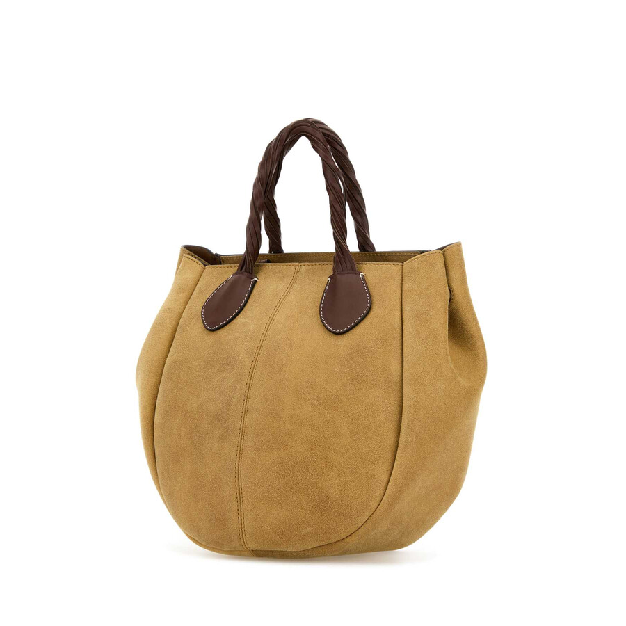 Jw Anderson J.w. Anderson Beige Suede Small Punch Handbag In Brown