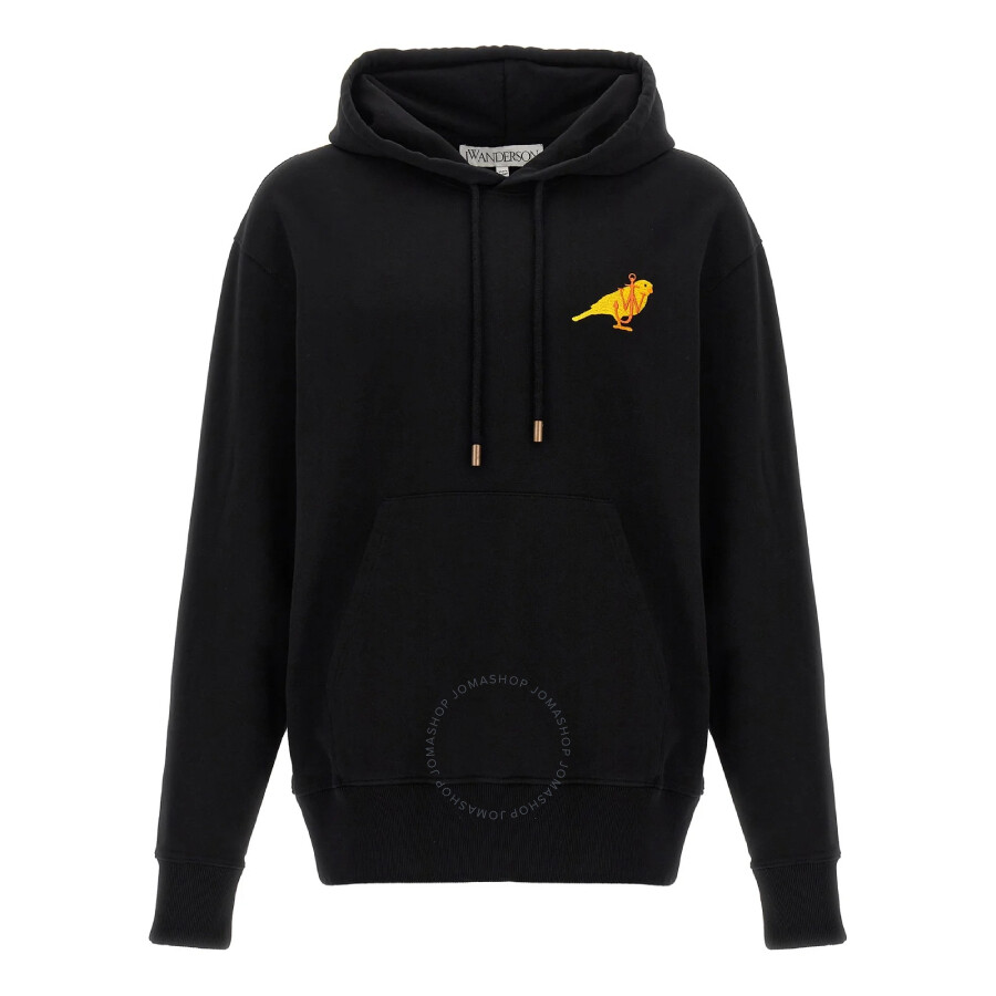 Jw Anderson Canary Cotton Jersey Hoodie In Black