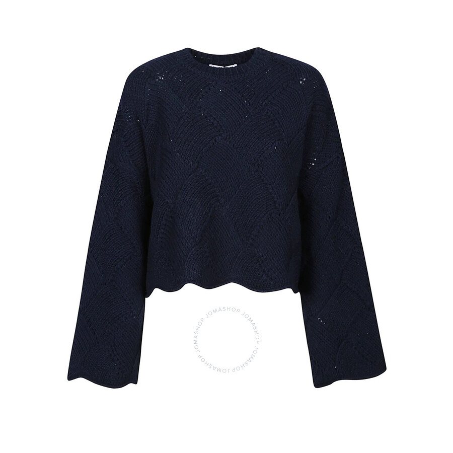 Jw Anderson Fringed-hem Cropped Jumper In Blue