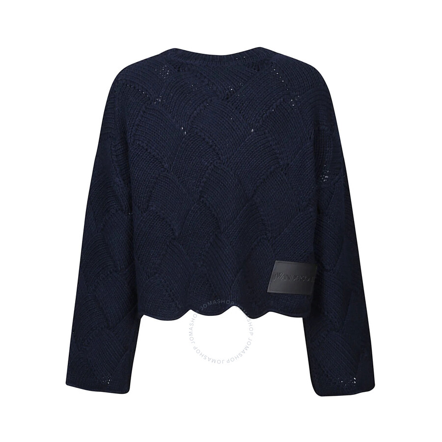 Jw Anderson Fringed-hem Cropped Jumper In Blue