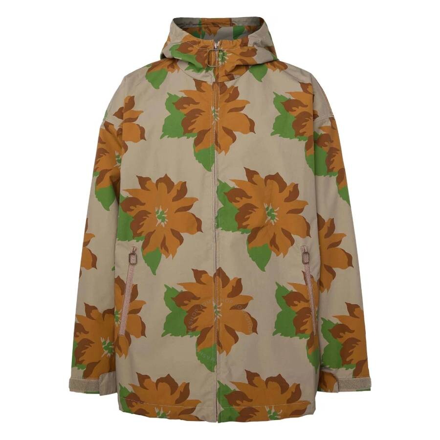 Jw Anderson Floral Print Hooded Jacket In Brown