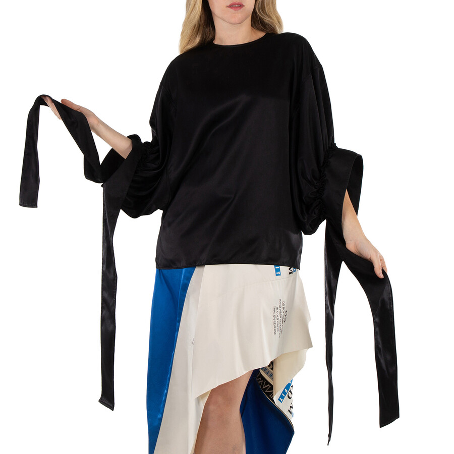 Ladies Black Tab Sleeve Top